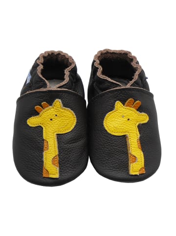 Yalion Leder-Krabbelschuhe "Eine giraffe" in anthracite