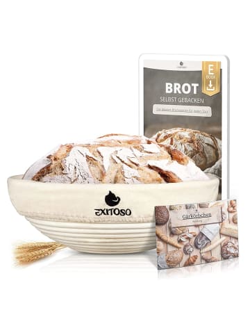 Exitoso EXITOSO Gärkörbchen zum Brotbacken inkl. E-Book-Rezept - Ø 25cm - Peddigrohr