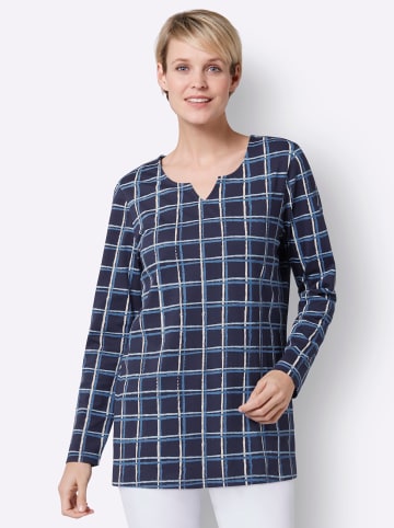 Sieh an! Longshirt in nachtblau-mittelblau-kariert