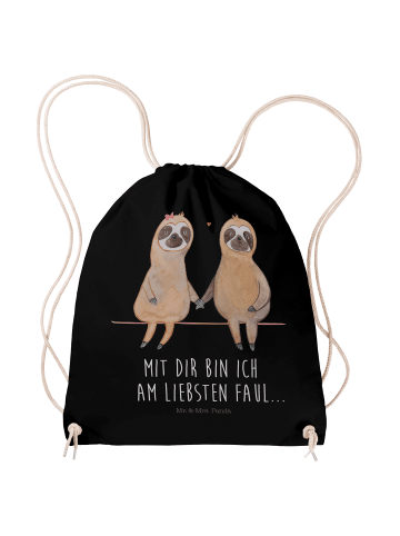 Mr. & Mrs. Panda Stoffrucksack Faultier Pärchen mit Spruch in Schwarz