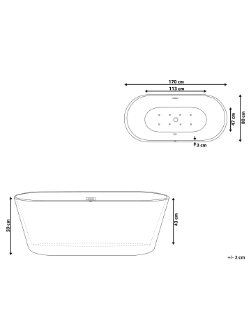 Beliani 2-tlg Whirlpool Badewannen HAVANA in Weiß/Silber