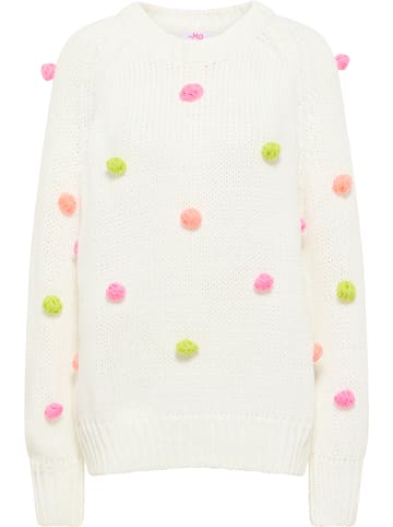 myMo Damen Strickpullover in Wollweiss Mehrfarbig