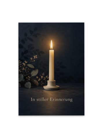 Trauerkarte Kerze tröstlich Design mit Spruch in Weiß