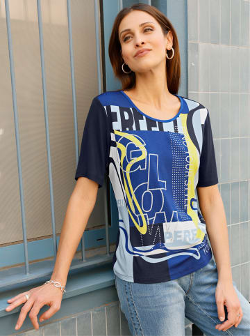 WITT WEIDEN Kurzarm-Shirt in weiß-marine-bedruckt