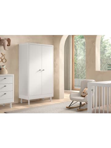 58 aufm Kessel KLEIDERSCHRANK Keeley Buche Weiß Holz 2-trg. Komfort Stabil Modern