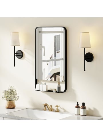COSTWAY Badspiegel mit Beleuchtung 80x60 cm in Schwarz