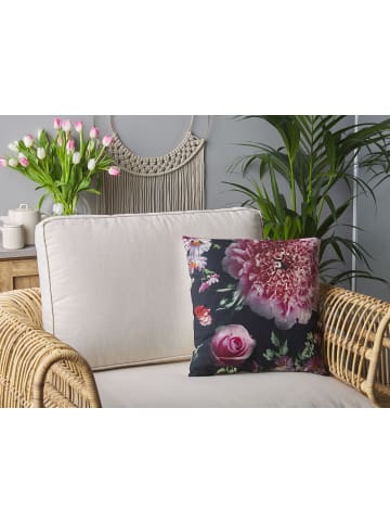 Beliani 2er-Set Dekokissen HEDERA in Schwarz/Weiß/Grün