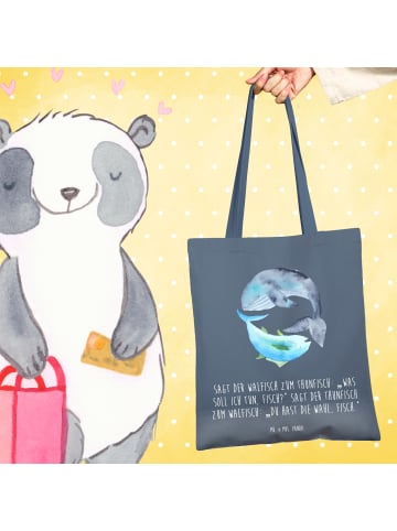 Mr. & Mrs. Panda Tasche Walfisch Thunfisch mit Spruch in Indigo Blue