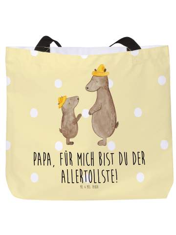 Mr. & Mrs. Panda Strandtasche Bären mit Hut mit Spruch in Gelb Pastell