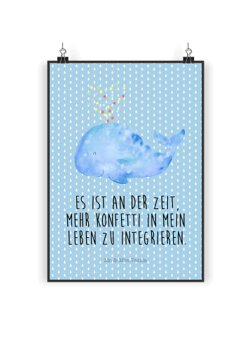 Mr. & Mrs. Panda Poster Wal Konfetti mit Spruch in Blau Pastell