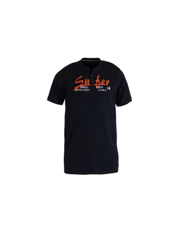 CASAMODA Knopfleisten T-Shirt für Herren in dunkel-blau