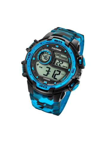Calypso Digital-Armbanduhr Calypso Digital schwarz, hellblau extra groß (ca. 48mm)