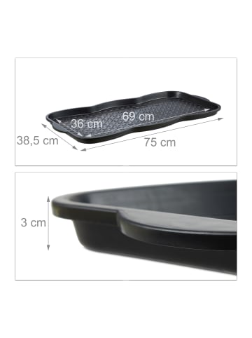 relaxdays 6x Schuhabtropfschale in Schwarz - (B)75 x (H)3 x (T)38 cm