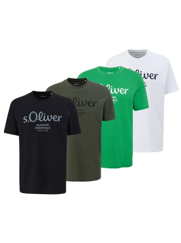 s.Oliver T-Shirt 4er Pack in Weiß/Grün/Dunkelgrün/Schwarz