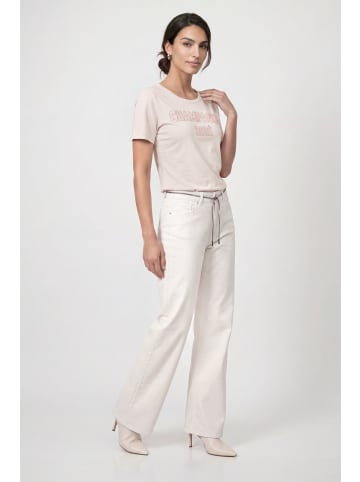 monari T-Shirt mit Strassschriftzug im Regular Fit in Pearly