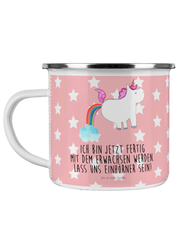 Mr. & Mrs. Panda Tasse Einhorn Pupsen mit Spruch in Rot Pastell