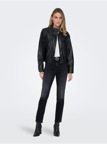 ONLY Straight Fit Jeans mit hoher Taille in Washed Black