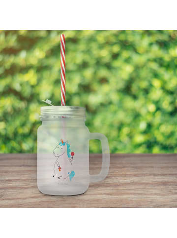 Mr. & Mrs. Panda Trinkglas Mason Jar Einhorn Baby ohne Spruch in Transparent