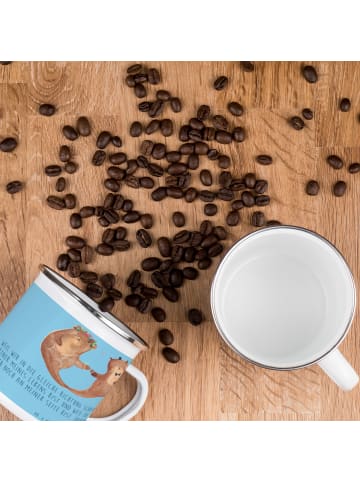 Mr. & Mrs. Panda Emaille Tasse 4. Hochzeitstag Seidenhochzeit mi... in Sky Blue