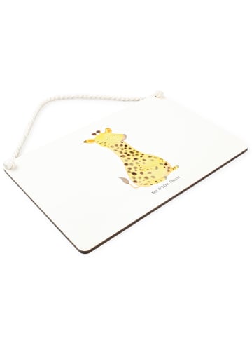 Mr. & Mrs. Panda Wandbild Holz Giraffe Zufrieden ohne Spruch in Weiß