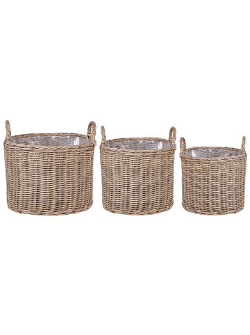 Beliani 3er-Set Outdoor Blumentopf PENDULA in Braun