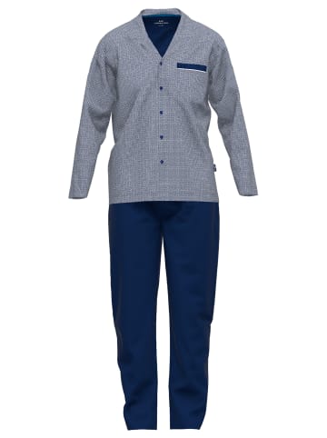 Götzburg Pyjama Brooklyn in blau-mittel-Minimal