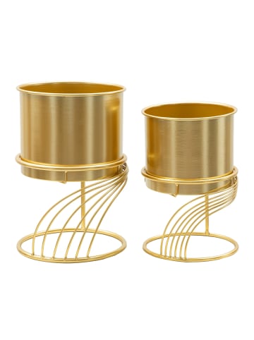 Mauro Ferretti Goldene Metall-Pflanztöpfe, 2er-Set, Ø 23x35-20x30 cm