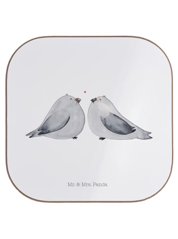 Mr. & Mrs. Panda Tassen Untersetzer Turteltauben Liebe ohne Spruch in Weiß