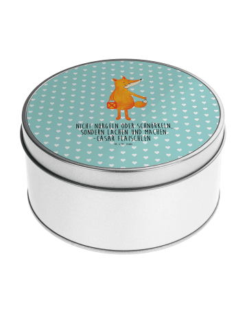 Mr. & Mrs. Panda Blechdose Fuchs Laterne mit Spruch in Türkis Pastell
