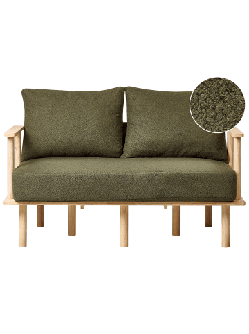 Beliani 2-Sitzer Sofa ASKER in Grün/Braun - (W) 133 x (H) 87 x (L) 74 cm