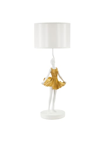 Mauro Ferretti Ballerina Tischleuchte aus weißem und goldenem Kunstharz, Ø 32 x 90,5 cm