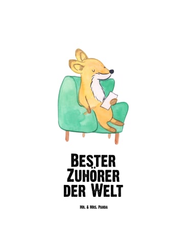 Mr. & Mrs. Panda Wasserflasche Fuchs Bester Zuhörer der Welt mit... in Weiß