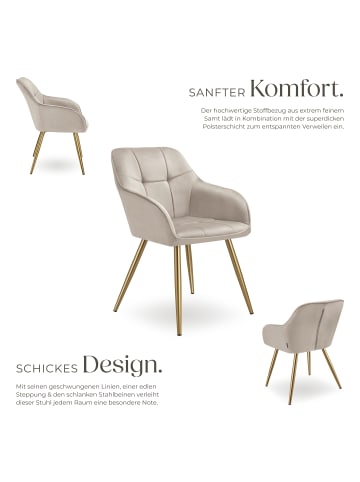 tectake Polstersessel gepolstert, in Samtoptik, gesteppt, 58 x 62 x 82 cm