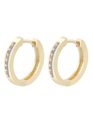 Adeliás Damen Ohrringe – Klappcreole aus 925 Silber mit Zirkonia in gold