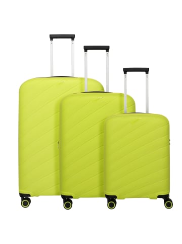 travelite Burano 4 Rollen Kofferset 3-teilig mit Dehnfalte apple green
