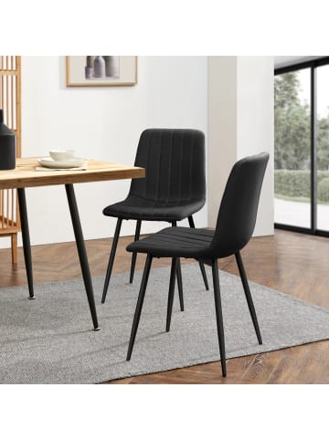 en.casa Esszimmerstuhl Elsern 2er Set in Schwarz (H)89cm (B)43cm (T)51cm