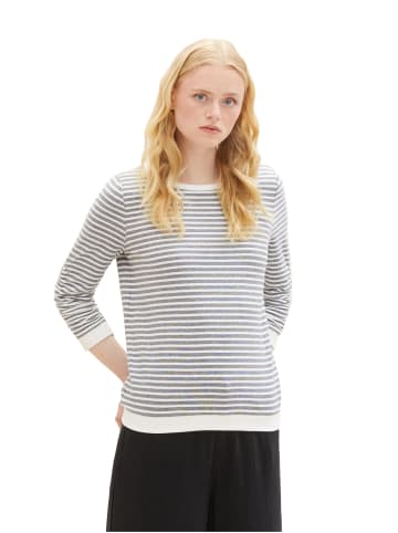 Tom Tailor Gestreiftes Shirt Striped Jacquard Sweatshirt in Blau