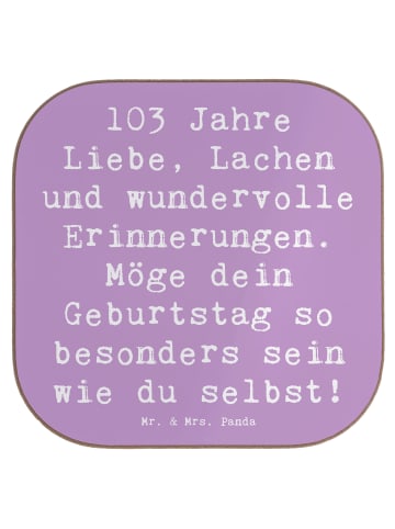 Mr. & Mrs. Panda Glasuntersetzer Spruch 103. Geburtstag mit Spruch in Lavendeltraum