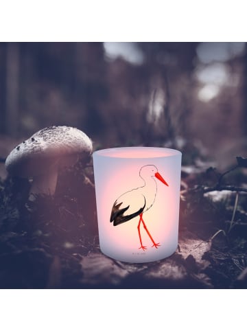 Mr. & Mrs. Panda Glas Windlicht Storch ohne Spruch in Transparent