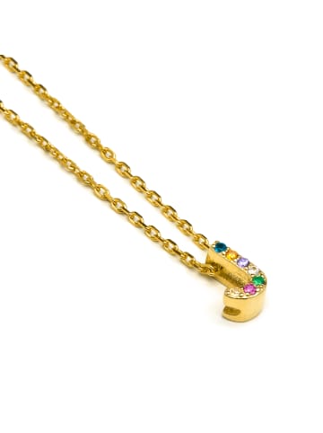 Luxenter Halskette aus 925er Sterlingsilber mit  Zirkonia-Steinen 18K Gelbgold-Finish