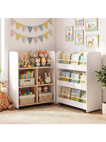 COSTWAY Bücherregal Kinder doppelseitig 62,5 x 40 x 83 cm in Weiß
