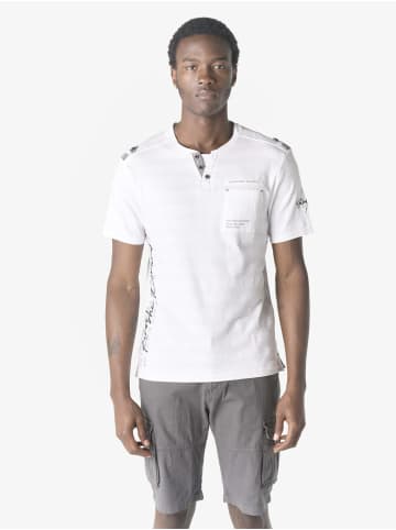 KOROSHI Henley cotton bedrucktes fancy t-shirt in weiß