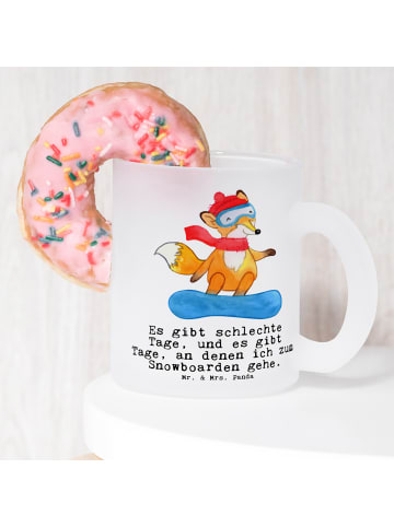 Mr. & Mrs. Panda Pott Hase Snowboarden mit Spruch in Transparent