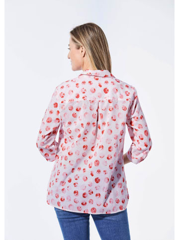 GOLDNER Kurzgröße:  Bluse mit Hemdkragen in koralle / getupft