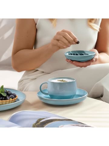 like. by Villeroy & Boch 6er Set Kaffeetassen mit Untertassen Perlemor Aqua 190 ml blau in blau