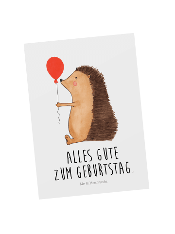 Mr. & Mrs. Panda Ansichtskarte Igel Luftballon mit Spruch in Weiß