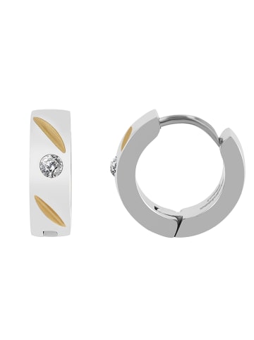 Adeliás Damen Ohrringe – Klappcreole aus Edelstahl mit Strass Steinchen in gold