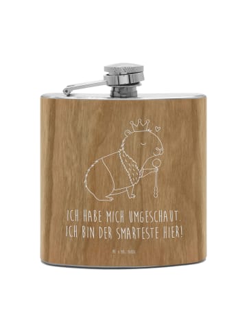Mr. & Mrs. Panda Hip Flask Capybara König mit Spruch in Braun