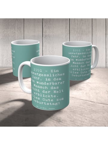 Mr. & Mrs. Panda Kaffeebecher Spruch 1991 Geburtstag mit Spruch in Meeresbrise