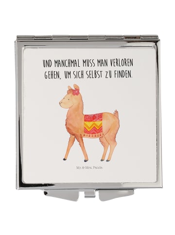 Mr. & Mrs. Panda Klappbarer Spiegel Alpaka Stolz mit Spruch in Weiß